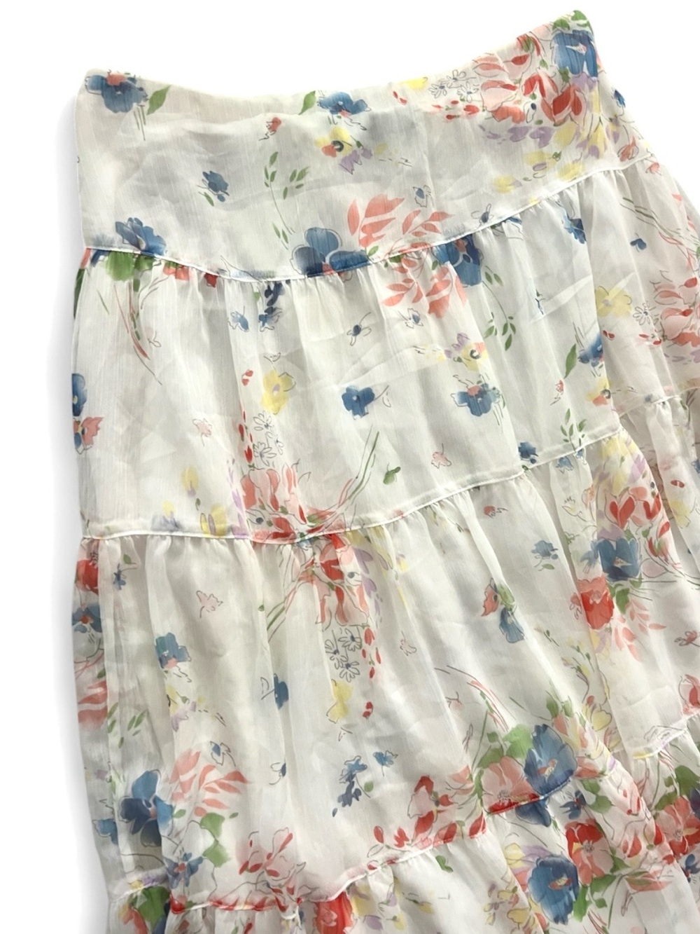 Ralph Lauren Cream Floral Tiered Maxi Skirt size 6 - Picture 3 of 5